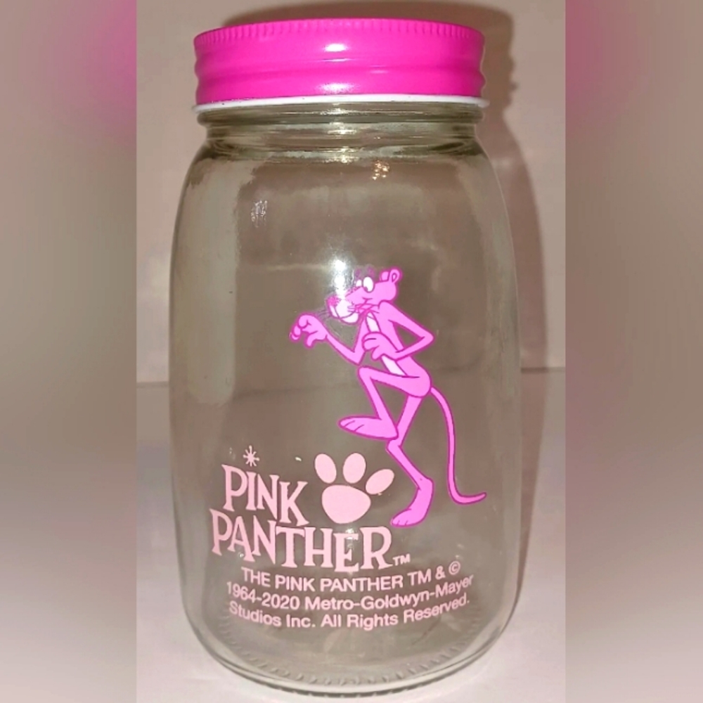 New Pink Panther Collectible MGM Glass Mason Jar - Limited Edition Rare